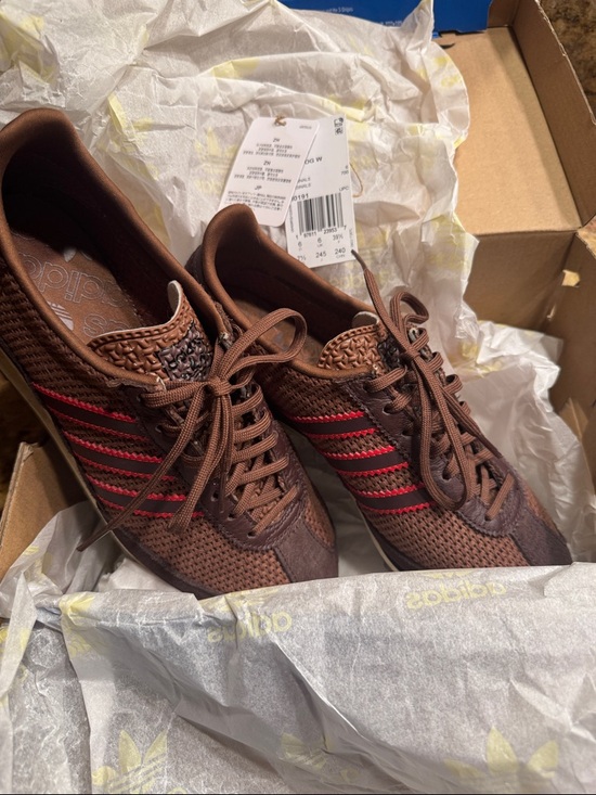 adidas Shoes - Adidas OG Brown Sneakers with Red Stripes 7 1/2